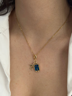 Çelik Uçak-Valiz Charmlı Kolye