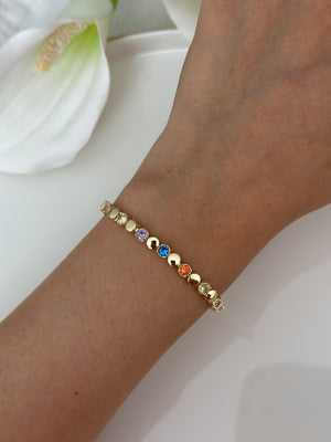 Renkli Taşlı Plaka Bileklik