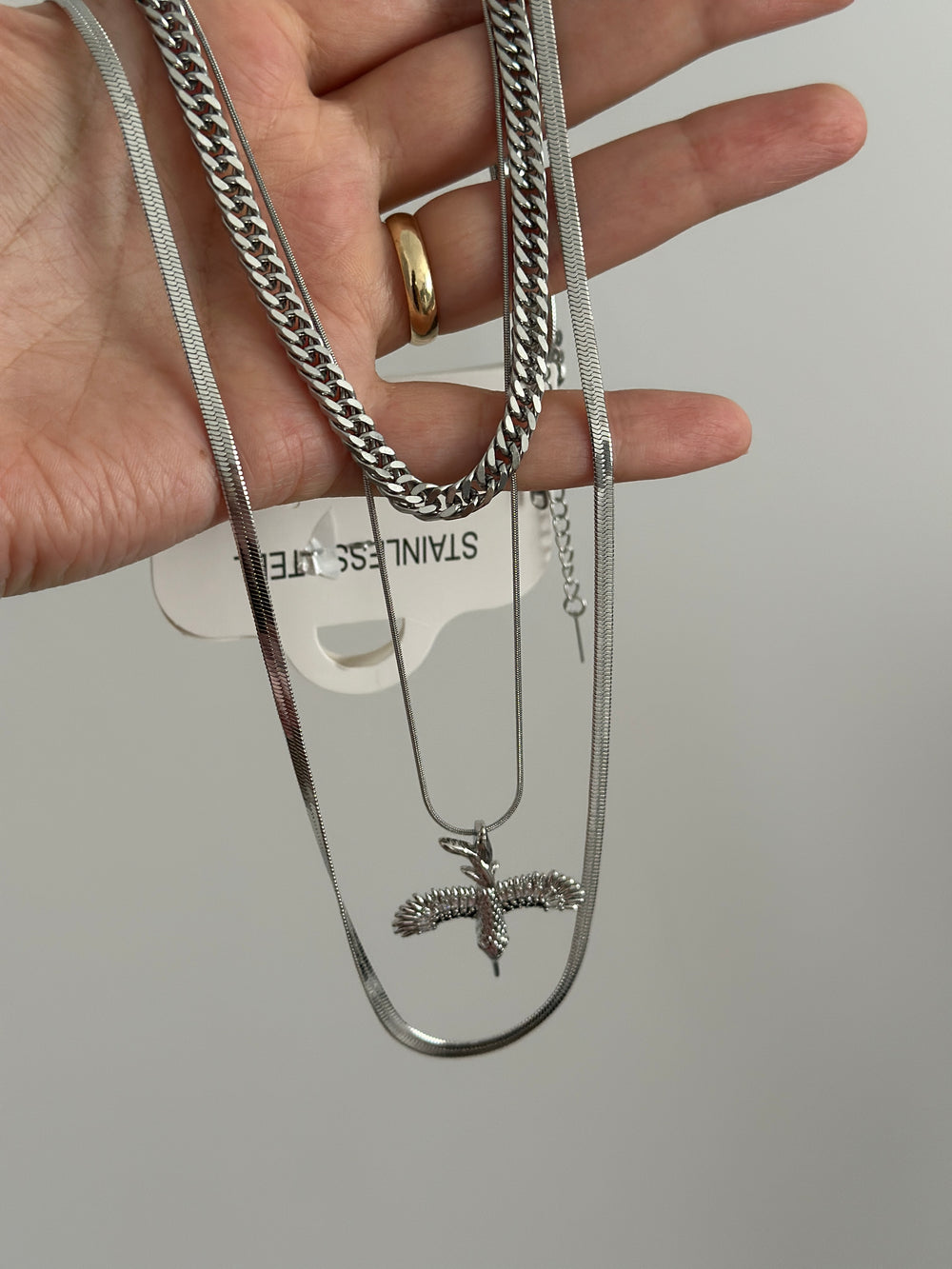 Çelik Anka Kuşu Çoklu Kolye