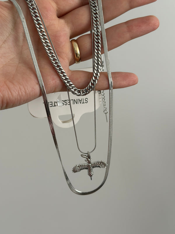 Çelik Anka Kuşu Çoklu Kolye