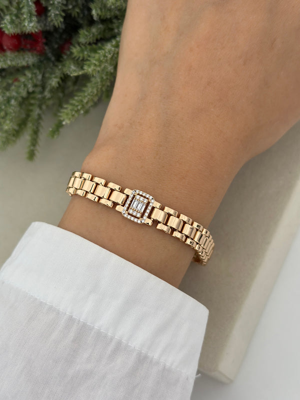 Rose Kordon Kenar Baget Taşlı Bileklik