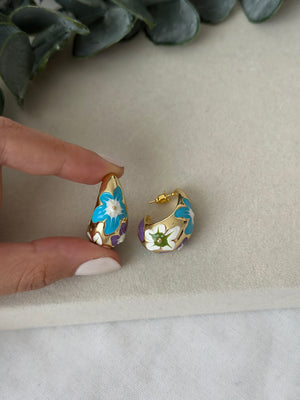 Çiçek Dama Desen Küpe