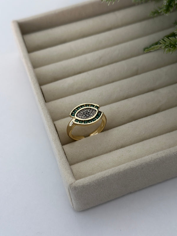 Yeşil Taşlı Göz Yüzük