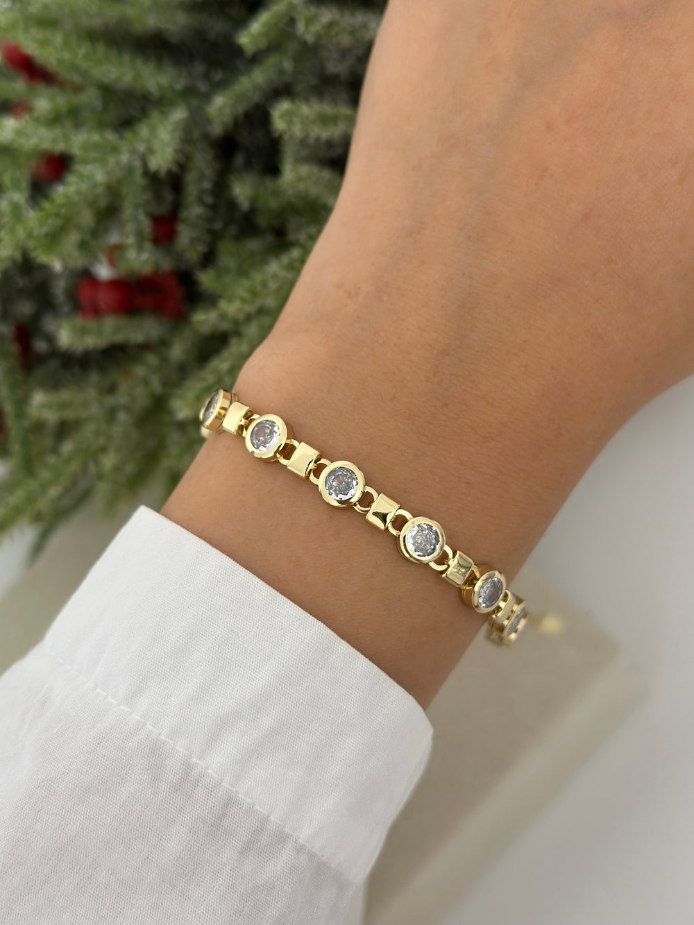 Yuvarlak Taş Kare Plaka Bileklik