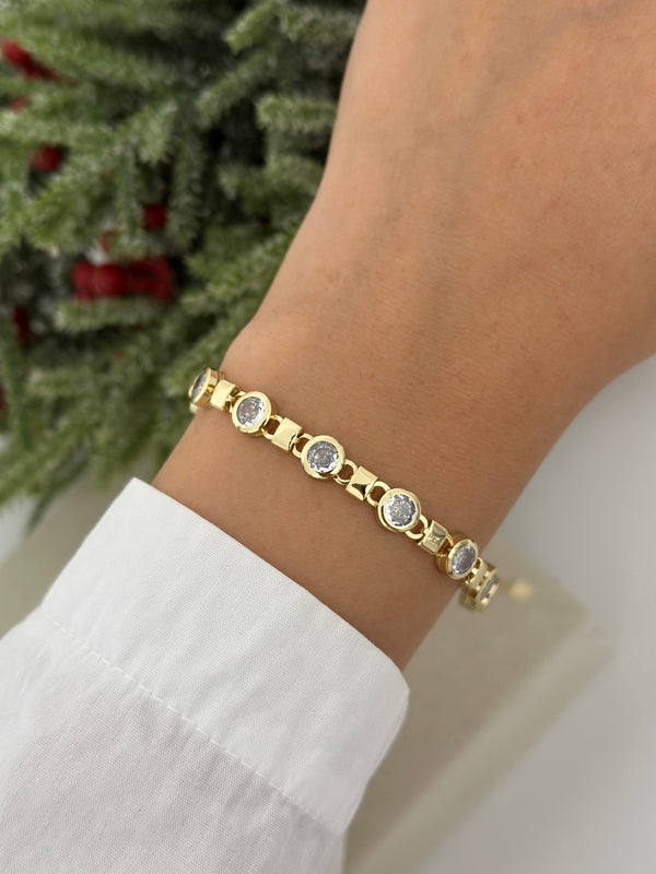 Yuvarlak Taş Kare Plaka Bileklik