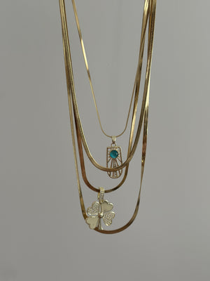 Çelik Yonca Çoklu Kolye