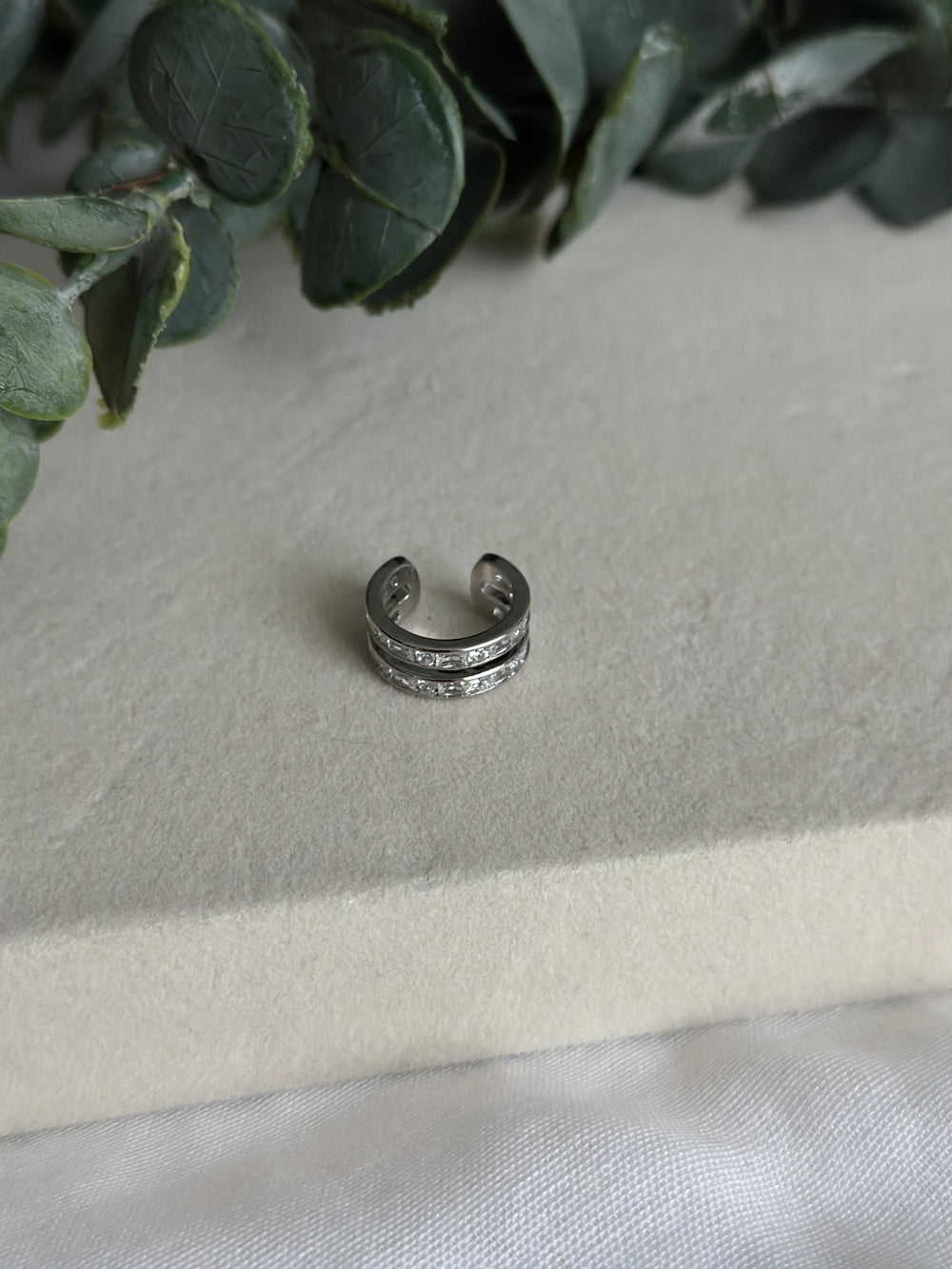 İki Katlı Silver Kıkırdak Küpe