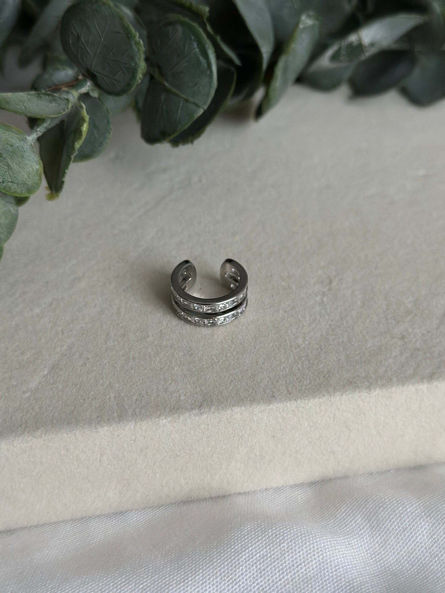 İki Katlı Silver Kıkırdak Küpe