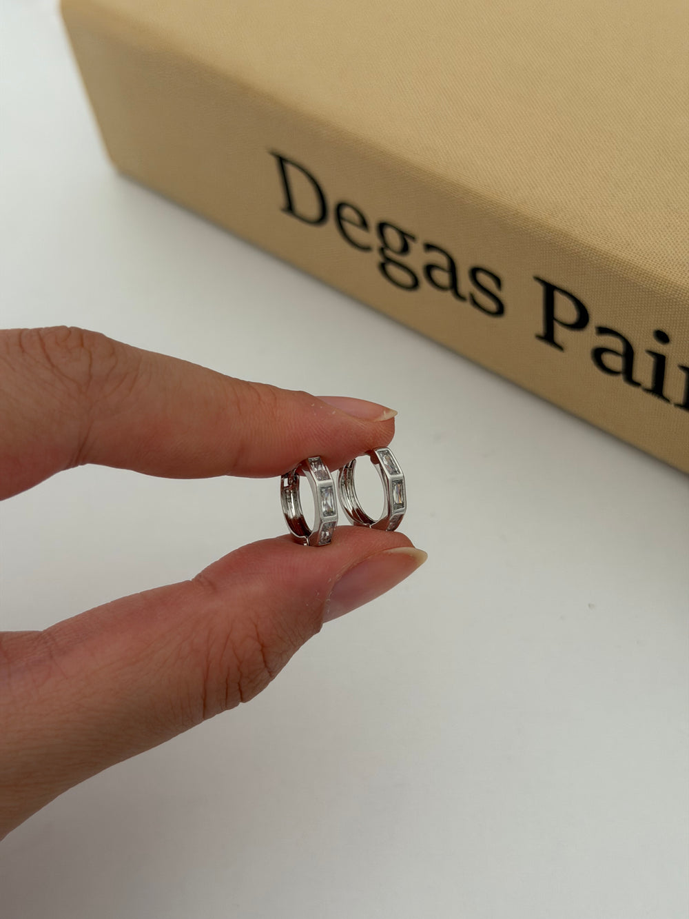 Silver Mini Baget Taşlı Küpe