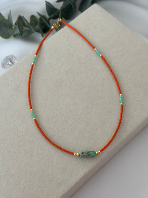 Ucu Doğal Taş Turuncu Kolye