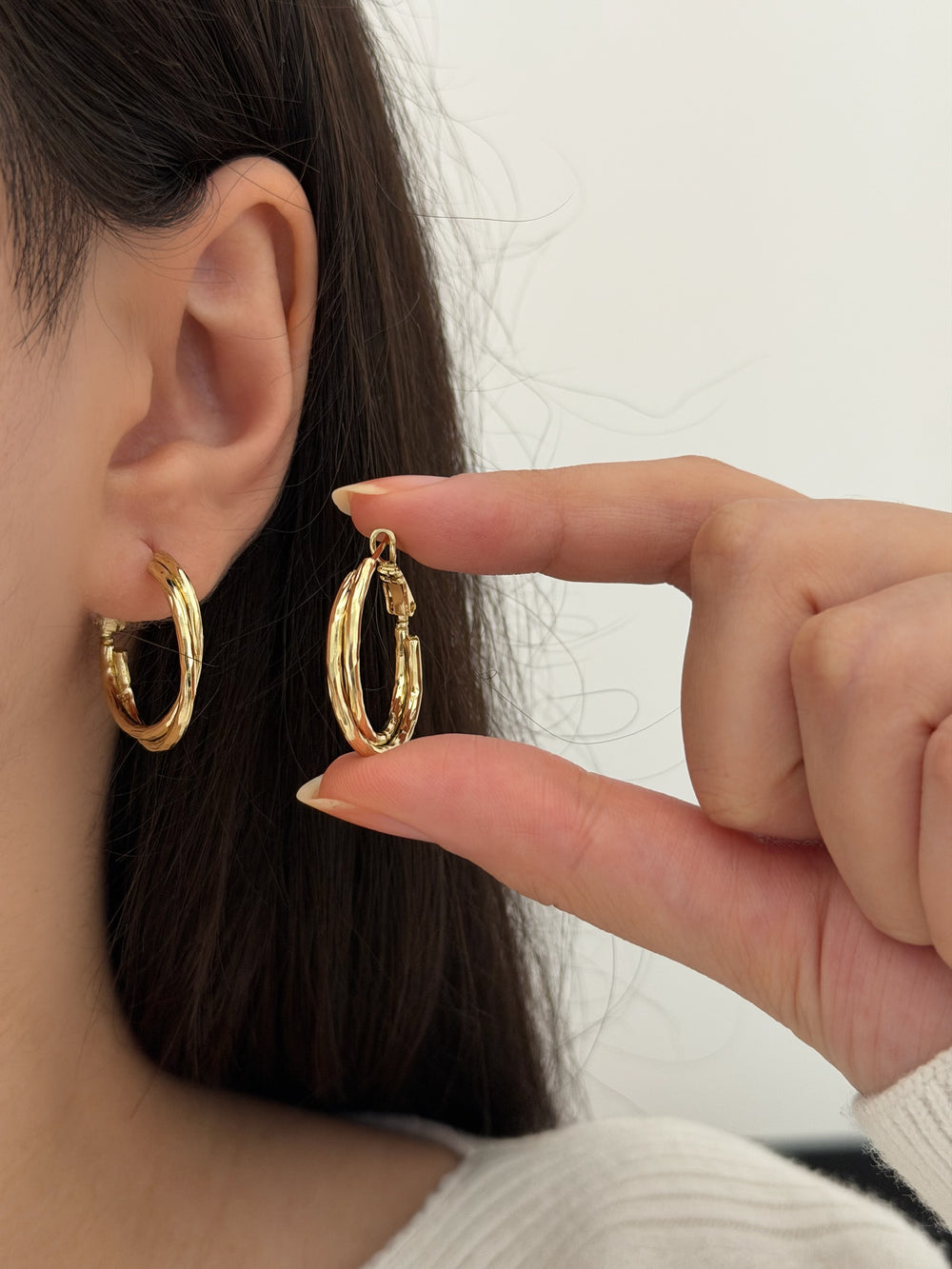 Çift Halka Çizgili Küpe