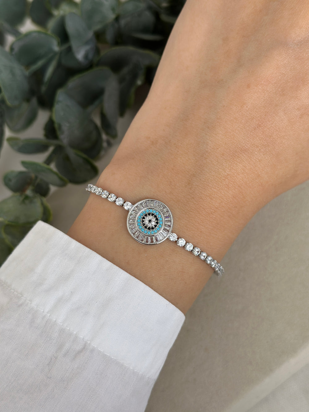 Çelik Silver Nazar Su Yolu Bileklik