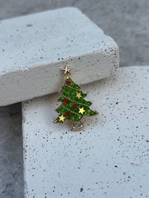 Yeşil Çam Ağaç Broş