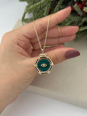 Yeşil Mineli Zirkon Taşlı Kolye