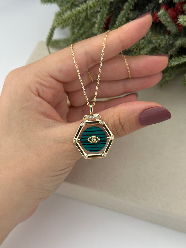 Yeşil Mineli Zirkon Taşlı Kolye