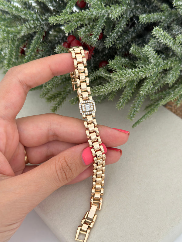 Rose Kordon Kenar Baget Taşlı Bileklik