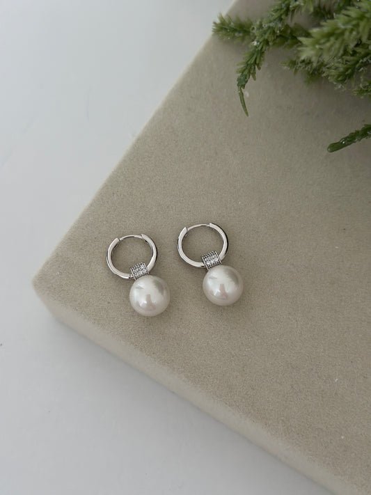Silver Top İnci Küpe