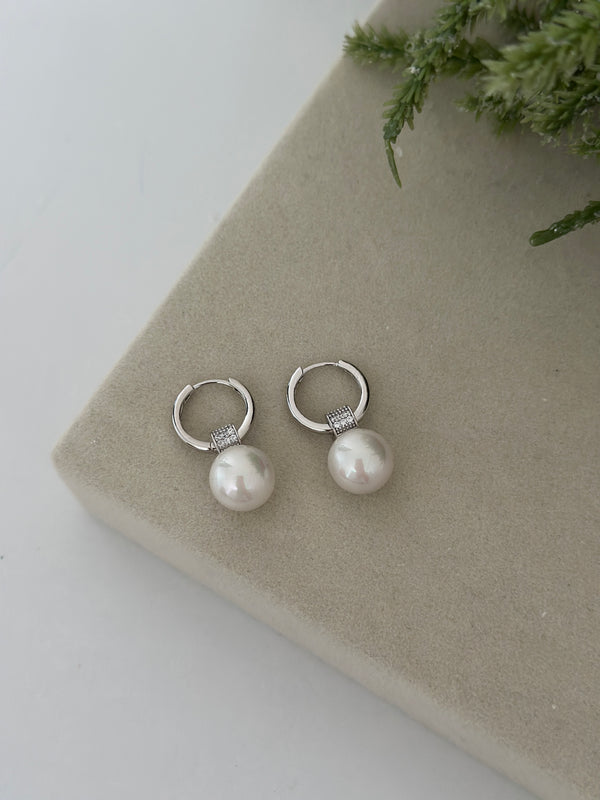 Silver Top İnci Küpe