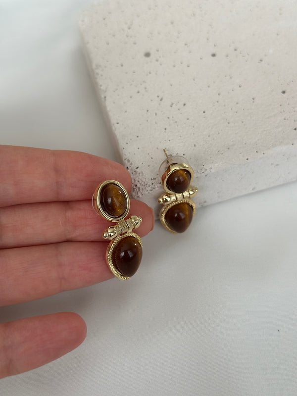 Kaplan Gözü Sarkıntı Küpe