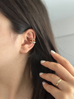 Mini Taşlı Gold Kıkırdak Küpe