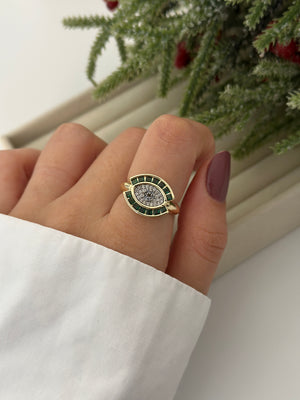 Yeşil Taşlı Göz Yüzük