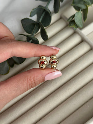 Küçük Boy Kırmızı Taş Bonita Küpe