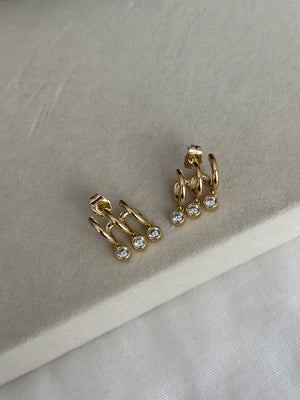 Ucu Taşlı Üçlü Görünüm Küpe