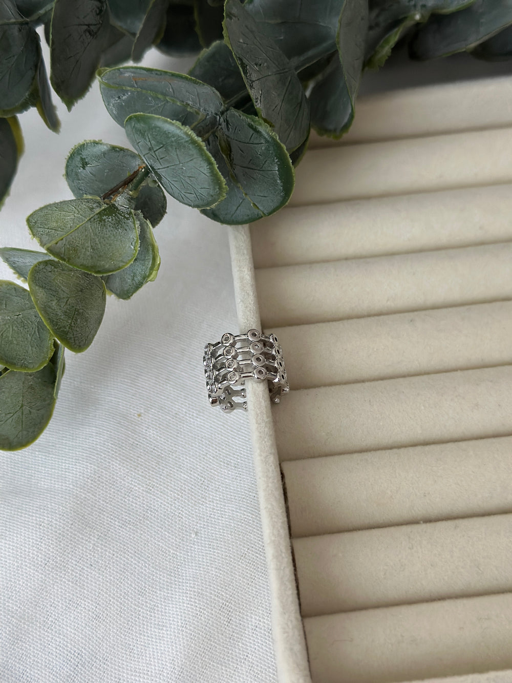 Dört Sıralı Silver Kıkırdak Küpe