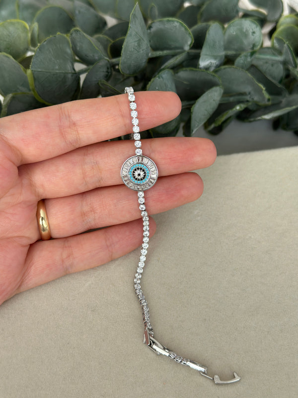 Çelik Silver Nazar Su Yolu Bileklik