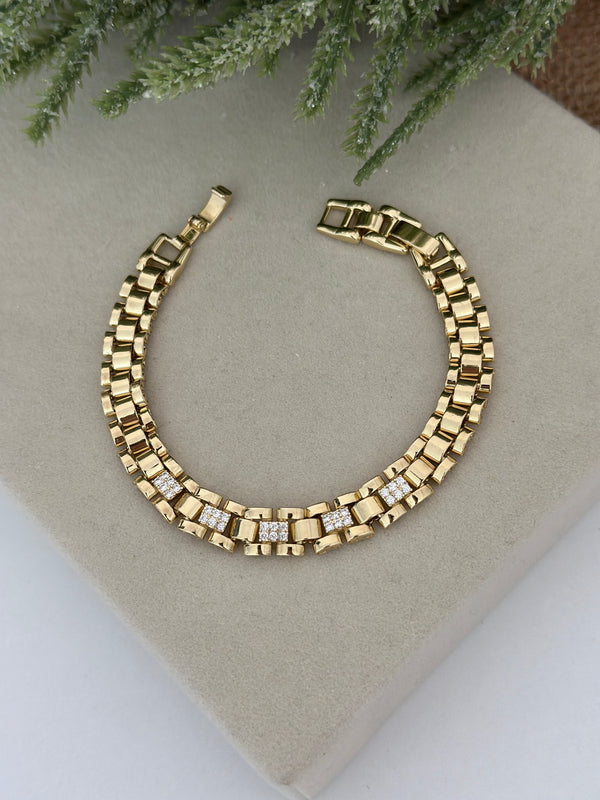 Ön Yüzü Taş Detaylı Kordon Bileklik