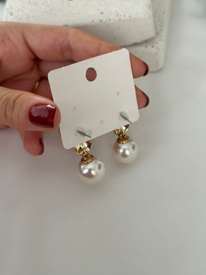 Gold Sarkıtma İnci Küpe