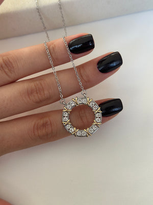 Çelik Silver X Taşlı Kolye