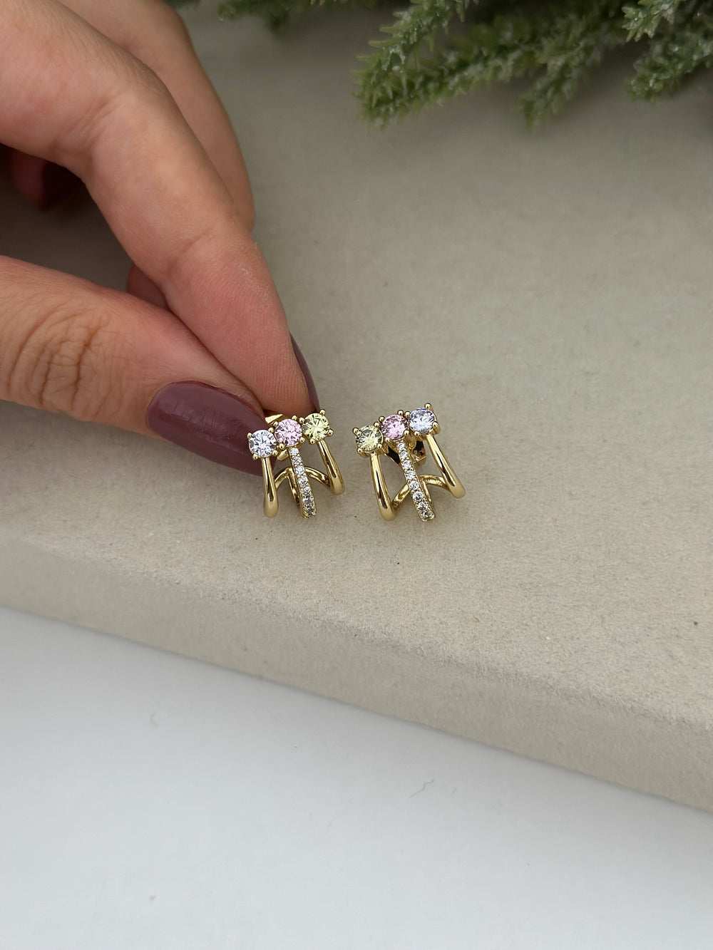 Renkli Üçlü Görünüm Küpe