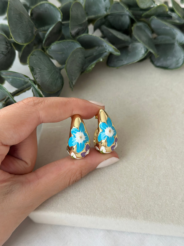 Çiçek Dama Desen Küpe