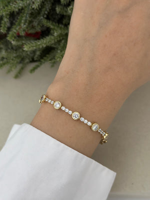 Gold Yuvarlak Plaka Su Yolu Bileklik