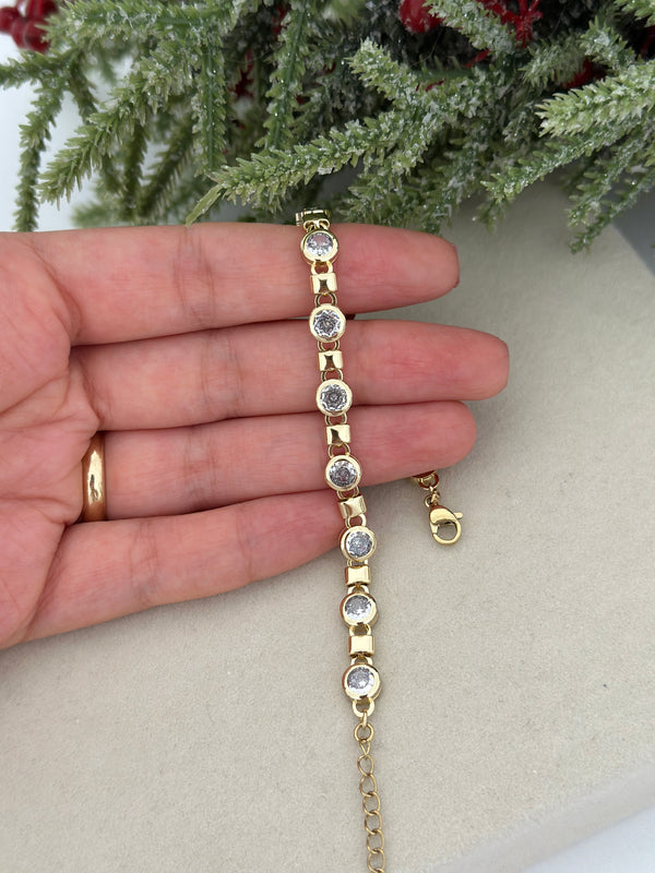 Yuvarlak Taş Kare Plaka Bileklik