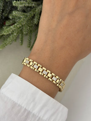 Ön Yüzü Taş Detaylı Kordon Bileklik