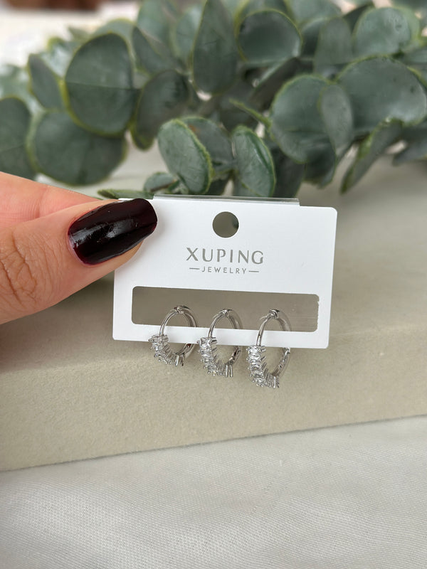 Silver Üç Boy Halka Küpe