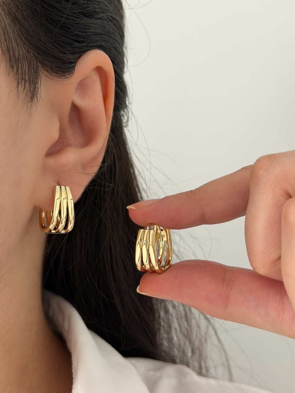 Üç Sıra Klipsli Küpe