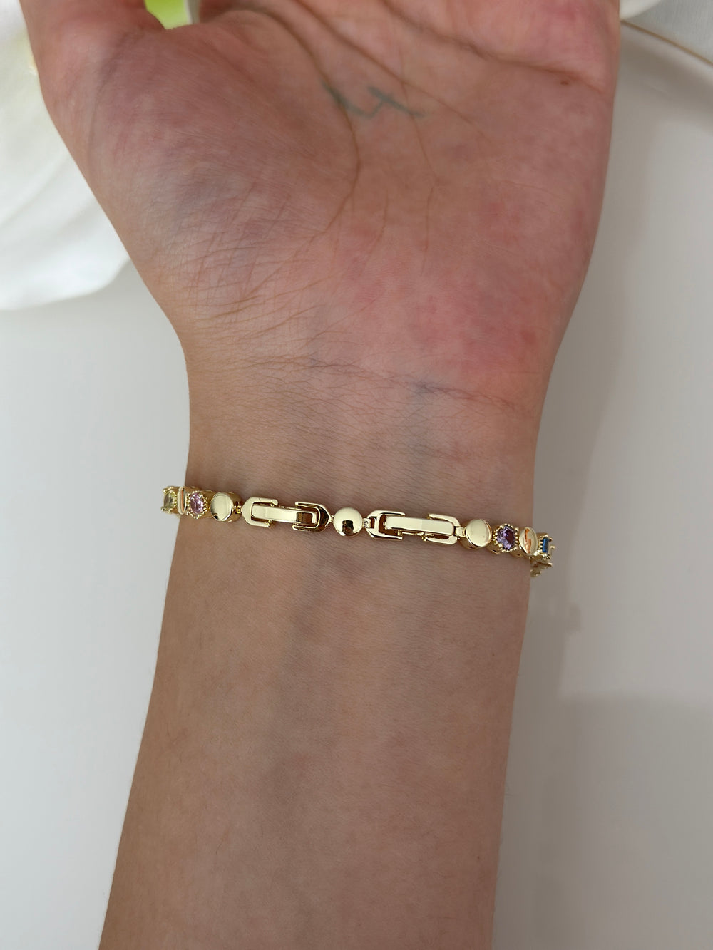 Renkli Taşlı Plaka Bileklik
