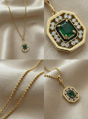 Yeşil Taşlı Serenay Kolye