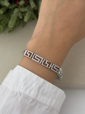 Silver Büyük Boy Taşlı Labirent Bileklik