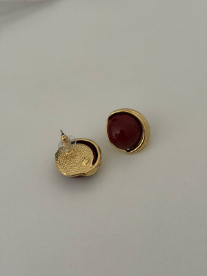 Bordo Yarım Şerit Küpe