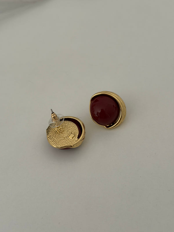 Bordo Yarım Şerit Küpe