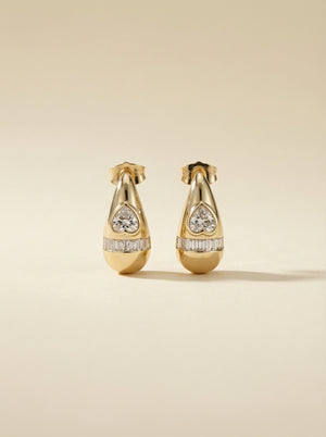 Kalp Taşlı Damla Küpe