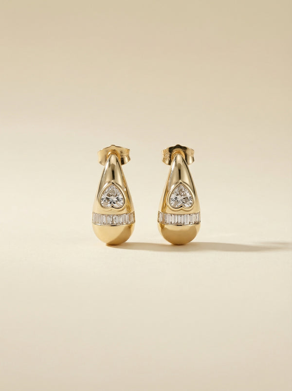 Kalp Taşlı Damla Küpe