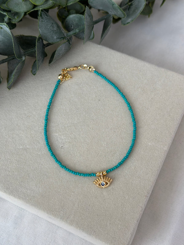 Turkuaz Göz Charmlı Halhal