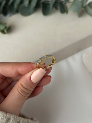 Çelik Taşlı Beşgen Yüzük