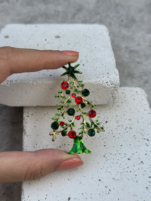 Yeşil-Kırmızı Ağaç Broş