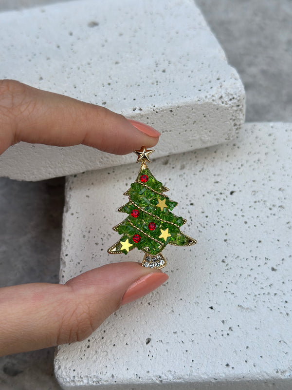 Yeşil Çam Ağaç Broş